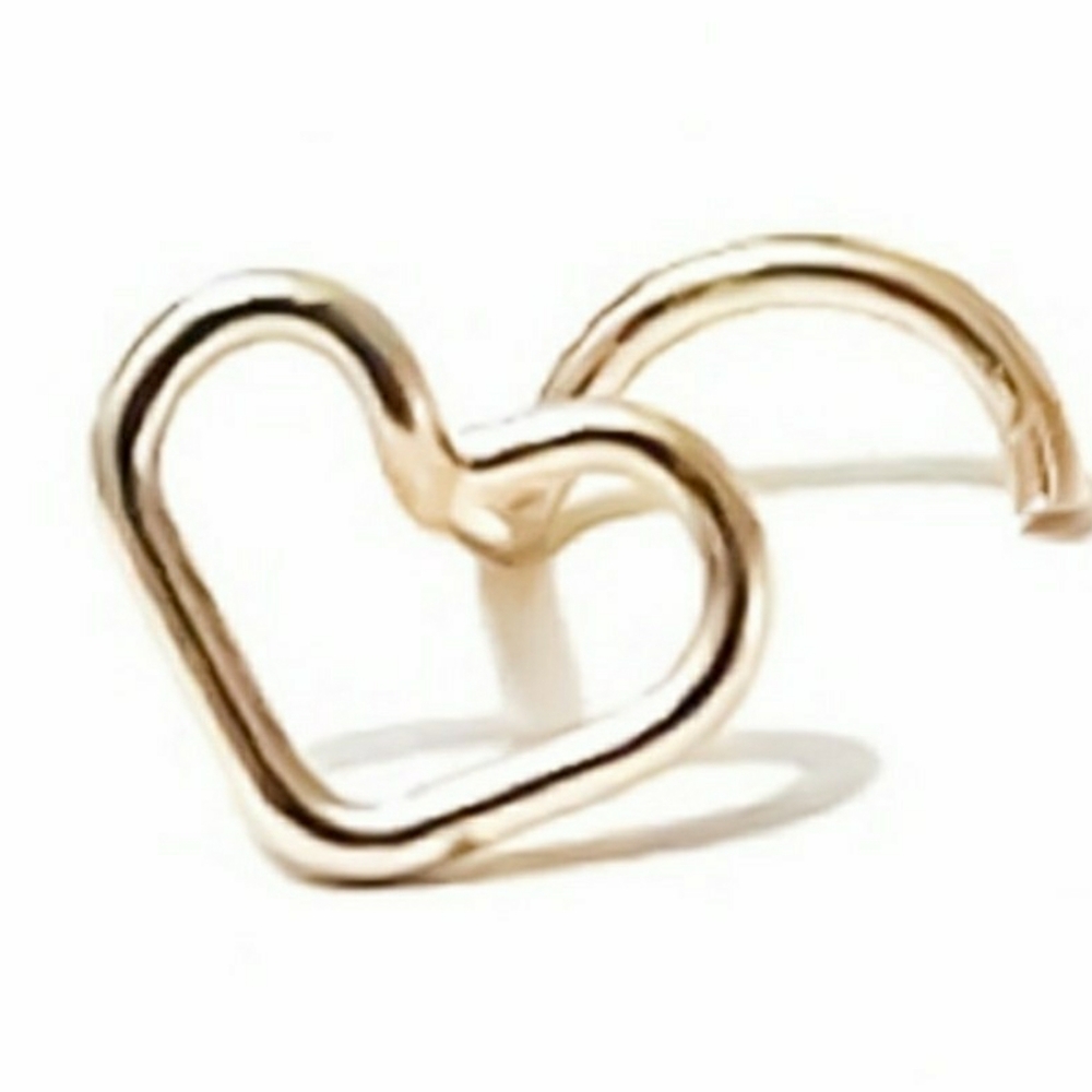 Heart Shaped Nose Screw .925/14K Gold&Rose Gold